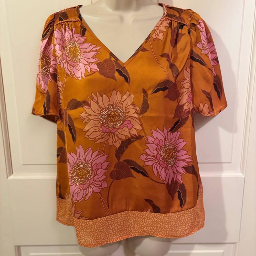 DR2 Orange and Pink Floral Blouse